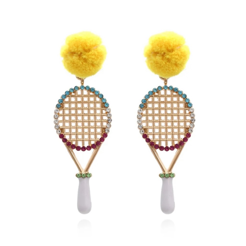 Pickleball or tennis fashion jewelry women’s earrings Kawai cute